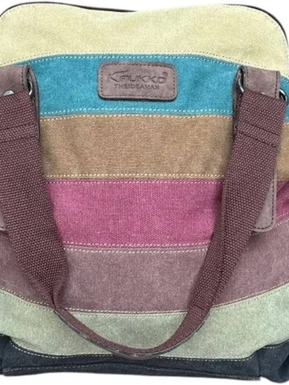 Kaukko Canvas Crossbody Tote Bag Multicolor with Double Handles